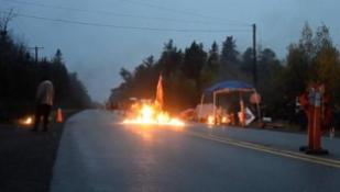 Molotov cocktails thrown on Oct 17, 2013, during RCMP raid on anti-fracking blockade near Rexton, NB.